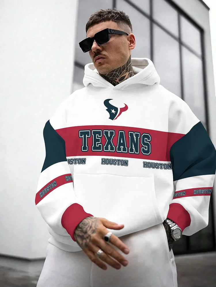 Houston Texans Printed Hooded Pocket Pullover Hoodie