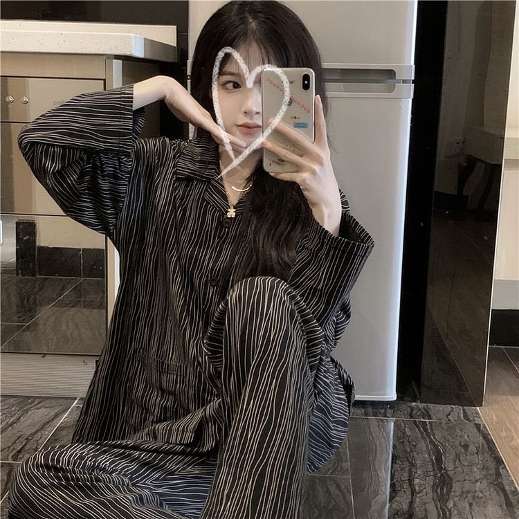 Pajama Set: Long-Sleeve Striped Shirt + Pants YP3303