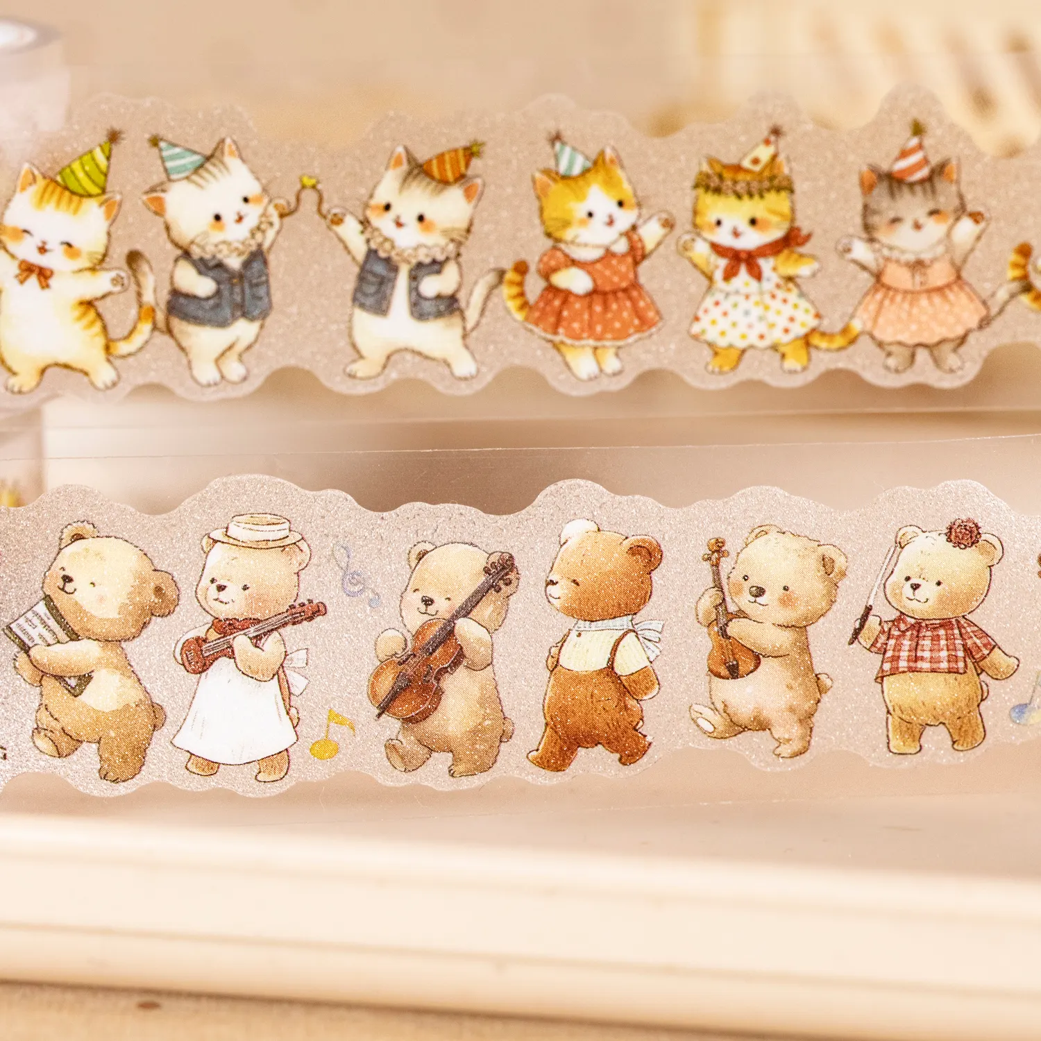 PETテープ - 30mm×200cm 動物 音楽会 楽器 絵本風 かわいい
