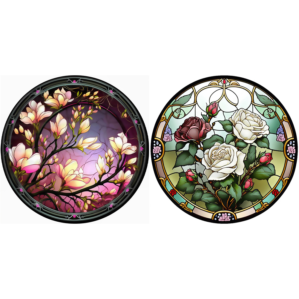  DVWIVGY Stained Glass Flower 5D Diamond Painting Kits