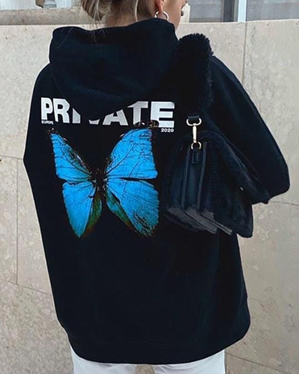 Women's Fashion Hoodie Sweatshirt Back Print Oversize Pullover