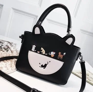 Black/Navy Kawaii Cat Two-Way Bag SP13613