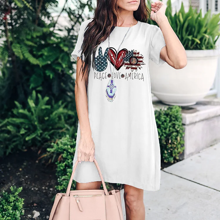 Casual Anti-War Sunflower Print Dress