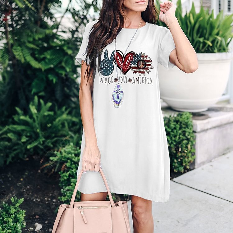 Casual Anti-War Sunflower Print Dress