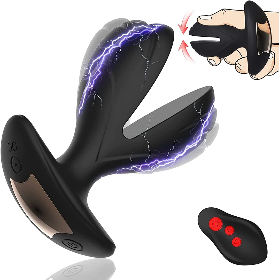 Vibrating Anal Plug with Electric Shock Pulse Vibrator, Anal Vibrator Prostate Massager for Men with Remote Control - Rose Toy