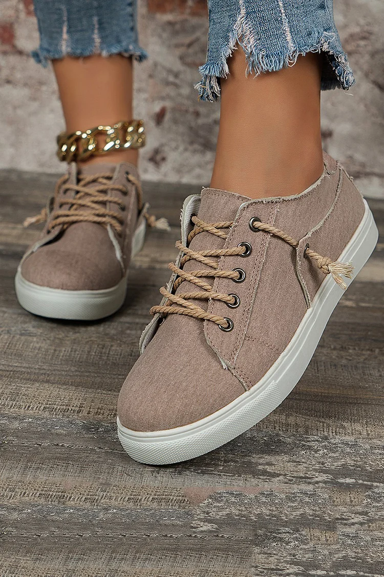 Casual Quilted Lace Up Solid Color Round Toe Sneakers