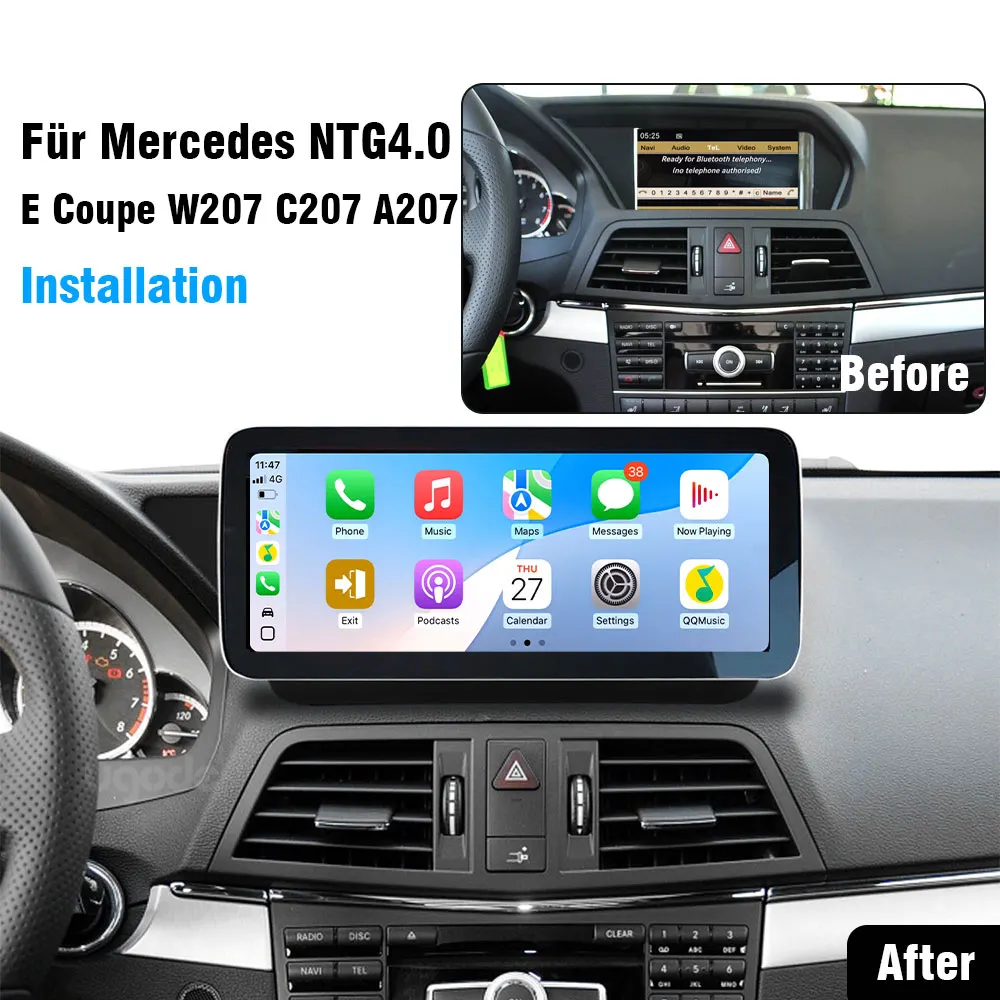 Ugode Mercedes Benz E Class Coupe W207 A207 C207 2010-2016 year Apple CarPlay Android Auto Display Monitor Upgrade Autoradio Stereo