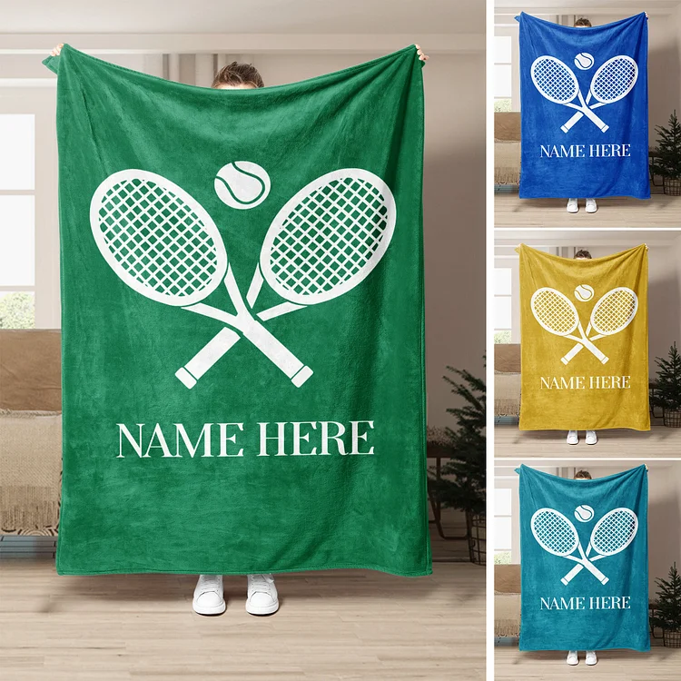 Personalized Tennis Blanket, Custom Name Soft Cozy Blankets | BKKid399
