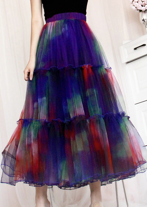 Italian Green asymmetrical design tulle Skirts Summer
