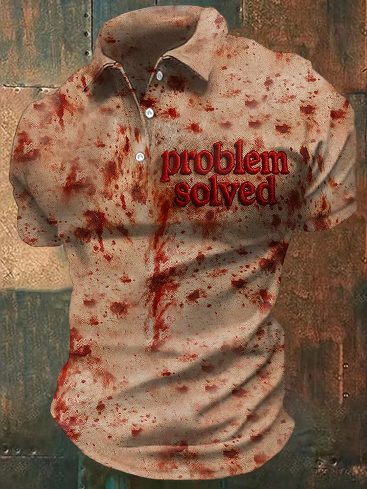 Men's Casual Retro Blood Stain Polo 2