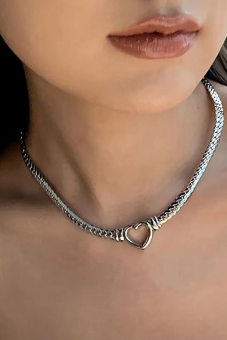 Heart Hollow Out Stainless Steel Chain Necklace