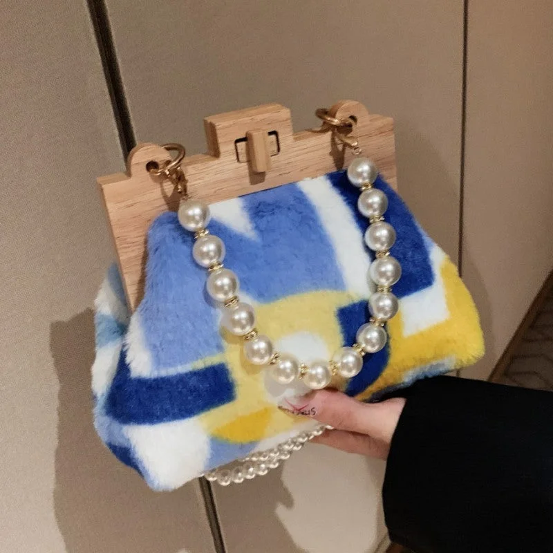 Casual Daily Patchwork Pearl Bags