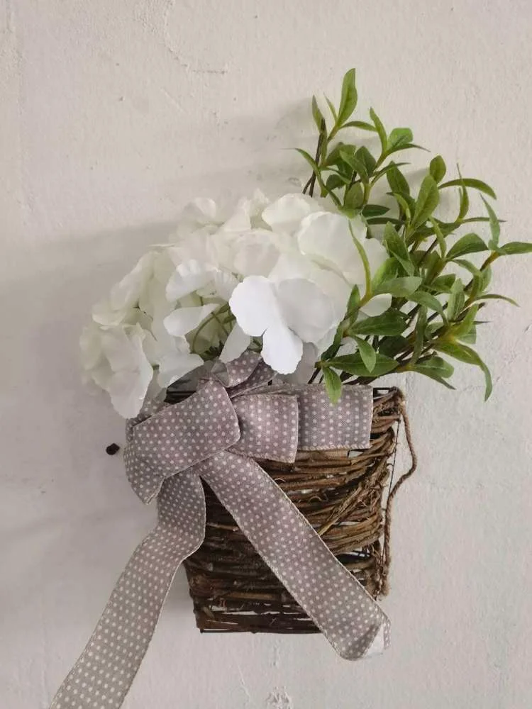 Cream Hydrangea Door Hanger Basket Wreath socialshop