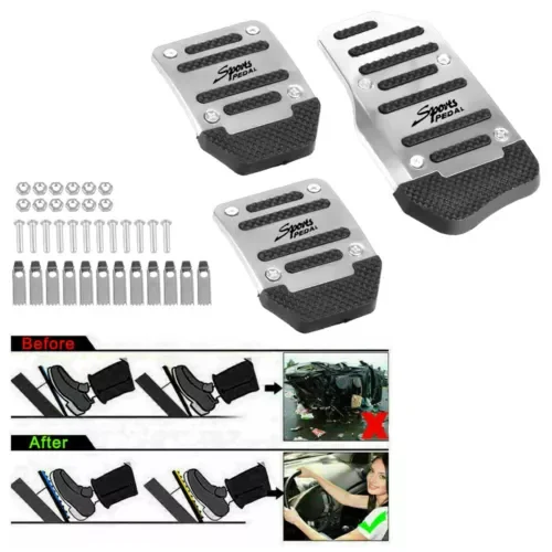 Dronehint Universal Silver Non-Slip Automatic Gas Brake Foot Pedal Pad Cover for Car Parts (For: Audi Sport) Parts