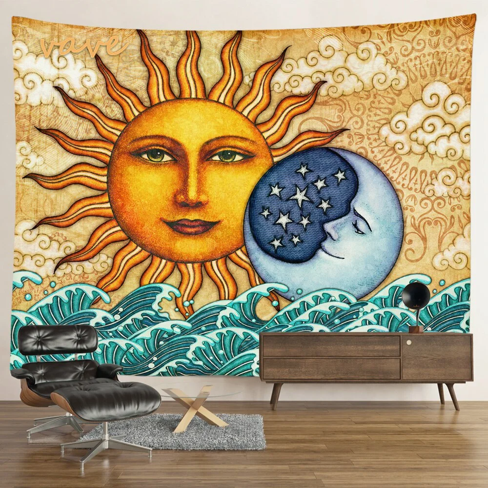 Nigikala Sun Moon Mandala Tapestry Wall Hanging Boho Hippie Witchcraft Astrology Cloth Fabric Tapestry Aesthetic Room Bedroom Decor