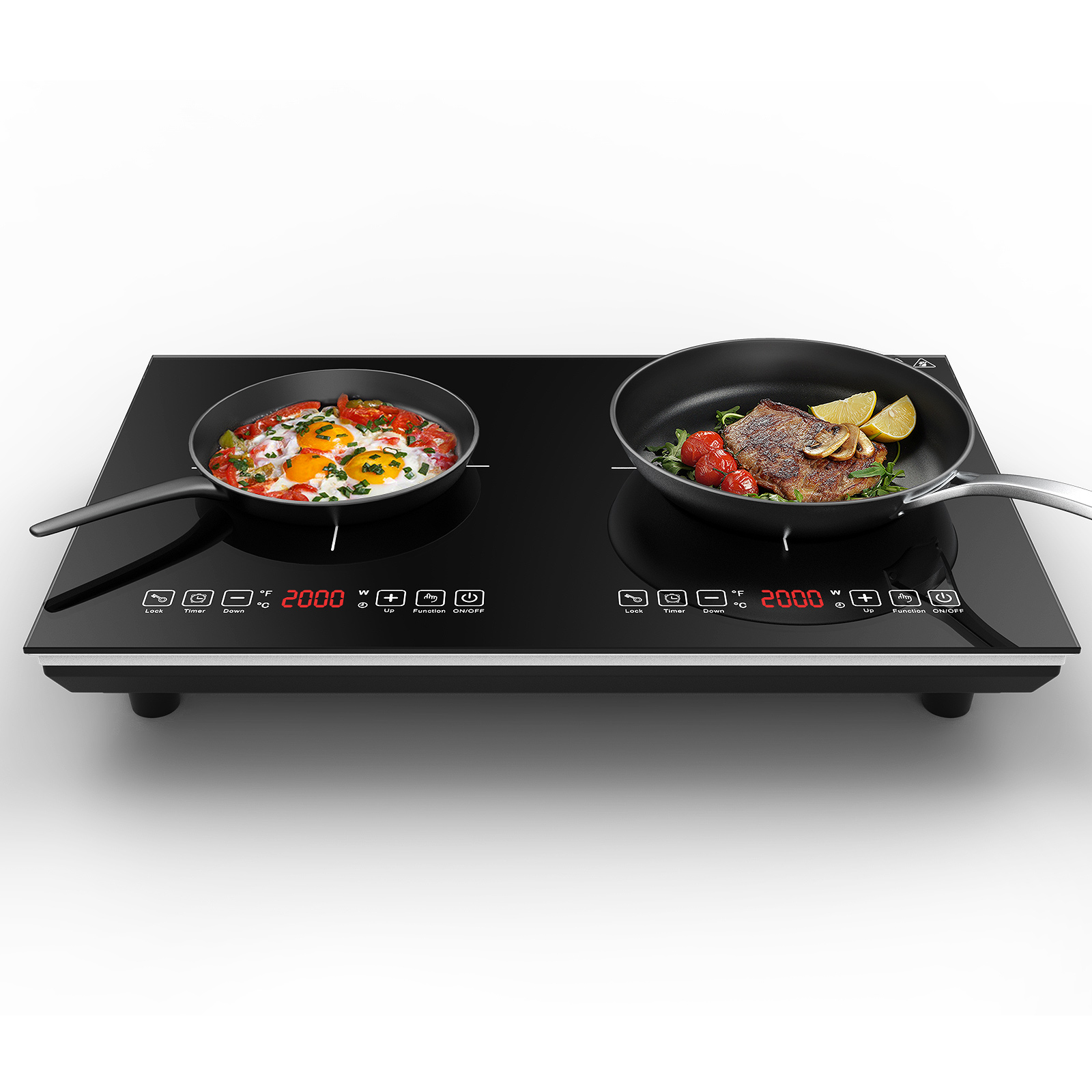 VBGK Double Induction Cooktop, 4000W Countertop Burner Hot Plate LCD Sensor Touch EnergySaving
