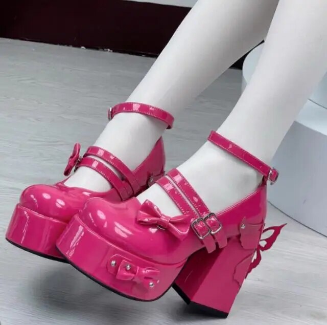 VCshoes Woman Shoes Lady High Heels Pumps Women Party Dress Shoes Platform PL Shiny Shoes 33-41 11cm Bows Rivets