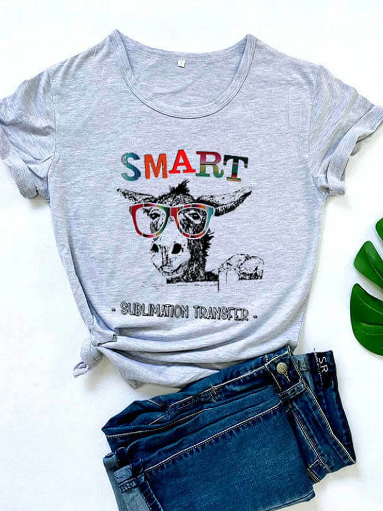 Bestdealfriday Plus Size Short Sleeve Cotton Blend Animal Shirts Tops 9562944