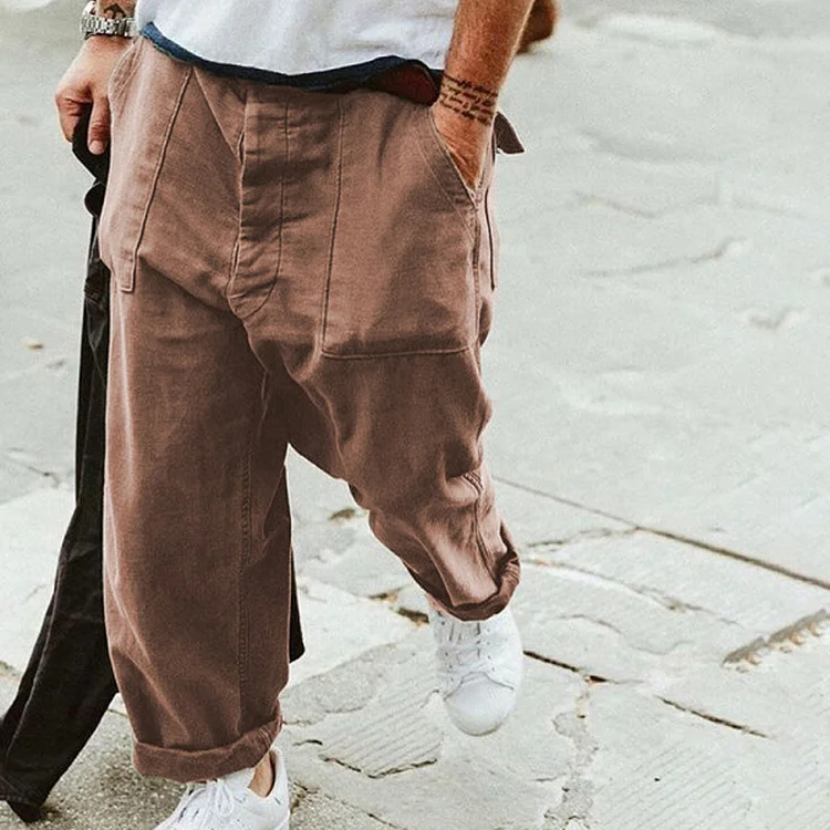 TIMSMEN Casual Mens solid color loose trousers