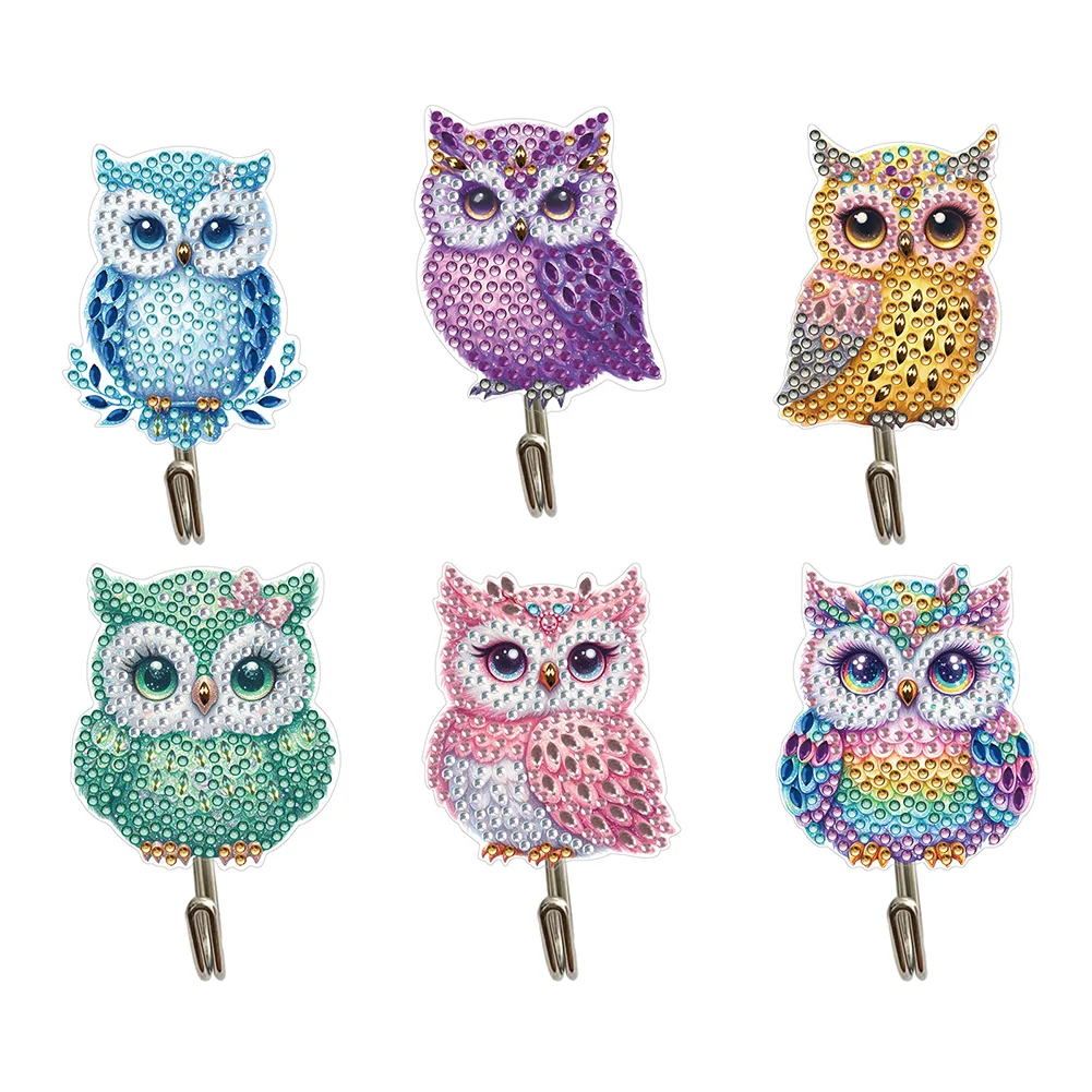 6Pcs Owl Diamond Painting Art Hooks Diamond Art Craft Wall Hooks