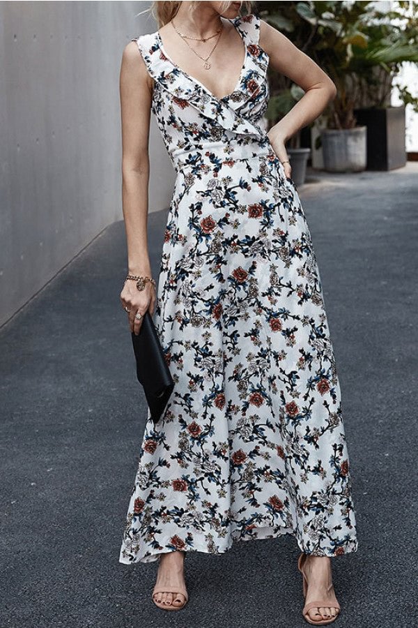 Floral Cutout Back Sleeveless Maxi Dress - Shop Trendy Women's Clothing | LoverChic