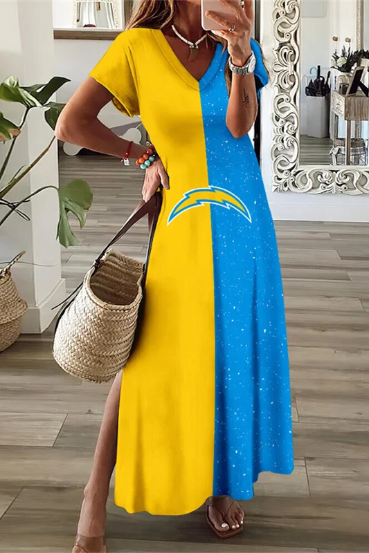 Los Angeles Chargers
V-Neck Sexy Side Slit Long Dress