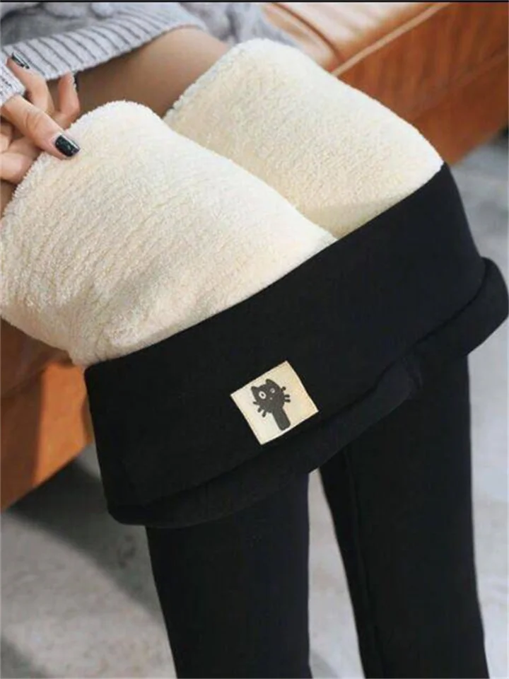 Share  Photo by Supplier   Women's Fleece Pants Tights Leggings Fleece lined Lamb wool leggings (kitten) Lamb cashmere leggings (leather label) High Waist Basic Casual Office Daily High Cut High Elasticity Full Length Thermal-Cosfine