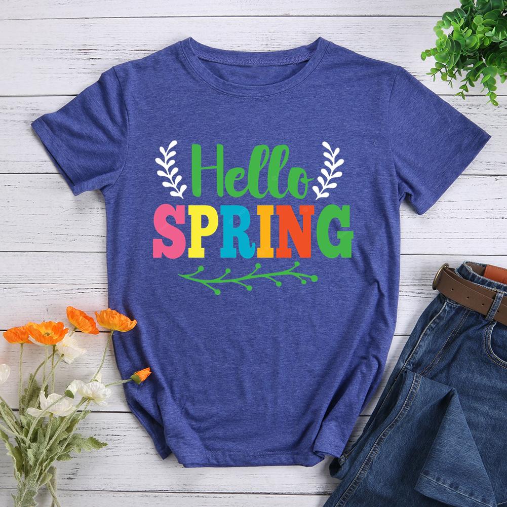 hello spring Round Neck T-shirt-017184-Guru-buzz