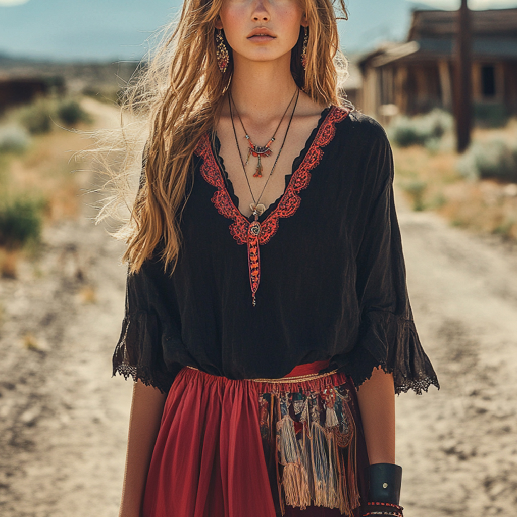 Bohemiana Jaci Viscose Top - Black