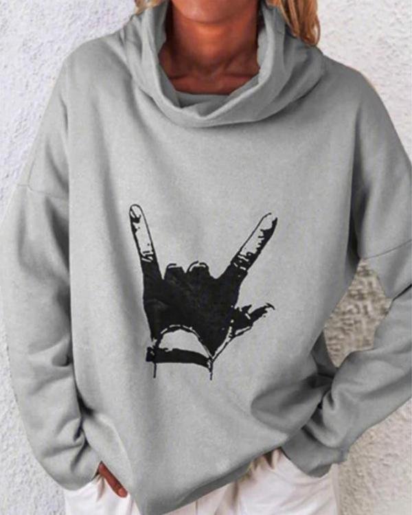 Women Casual Turtleneck Printed Tops