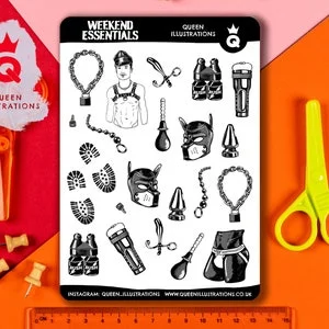 pornhint Pornhint WEEKEND ESSENTIALS, waterproof vinyl stickers sheet, mature, gift ideas, gay fun gift, Gay fetish stickers