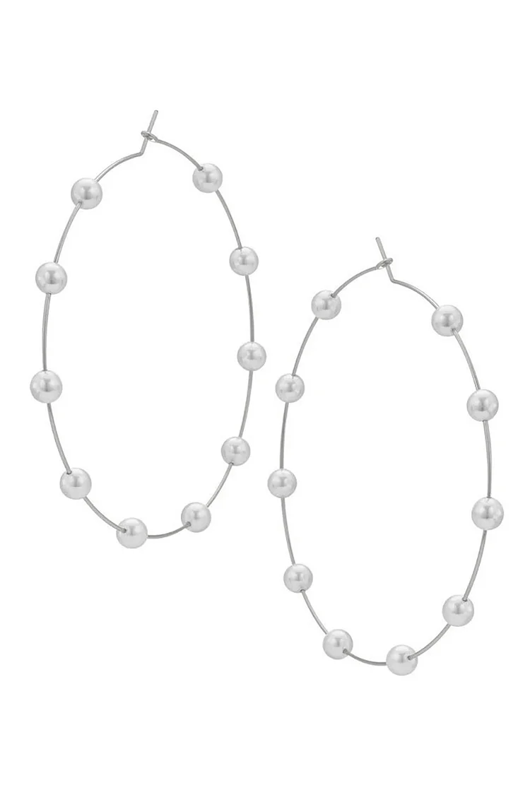 Pearls Decor Oversized Hoop Earrings-Gold1