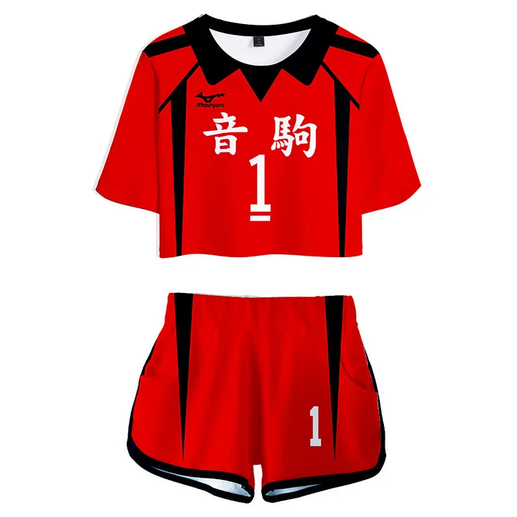Haikyuu Nekoma High School NO 1 Kuroo Tetsurou Cosplay Costume for Women Jersey Sports Wear Uniform Top Shorts