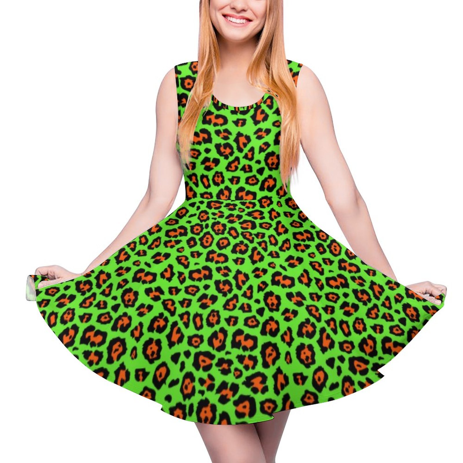green mini skater dress Women's Green Skater Dress Long Sleeve Mini main image 1