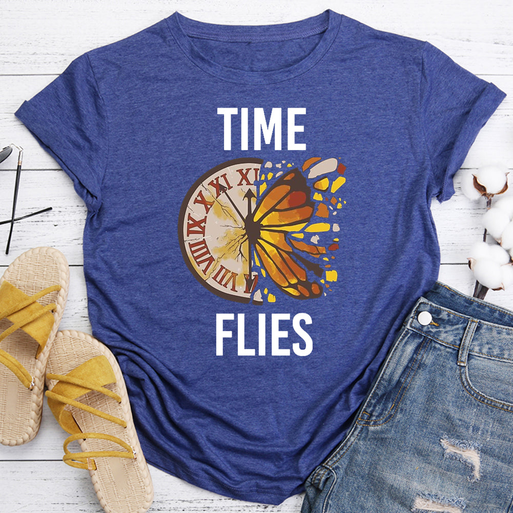 Time Flies Butterfly Clock Butterflies Lover  T-Shirt Tee-06459-Guru-buzz