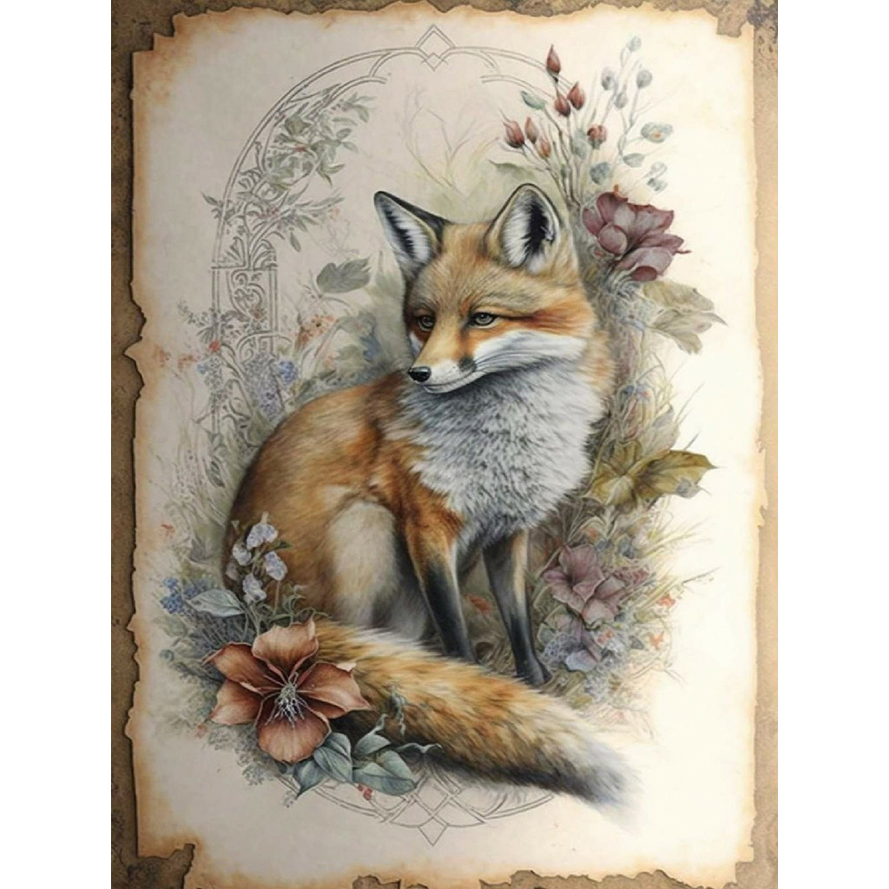 Flower Fox 40*40CM(Canvas) Diamond Painting