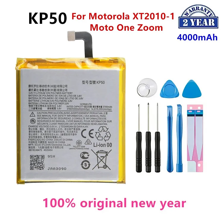 100% Original KP50 4000mAh Battery For Motorola XT2010-1, Moto One Zoom, Moto One Zoom Global  Phone Batteries+Tools.