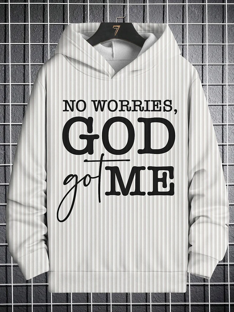 Men's No Worries God Got Me Print Casual Hoodie