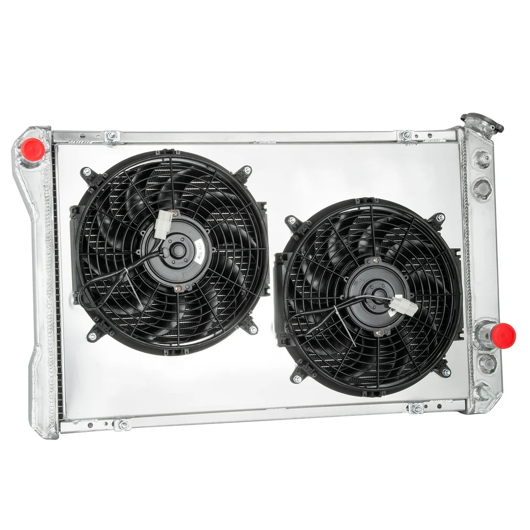 Alloyworks 3 Row Aluminum Radiator with Shroud Fan For 1982-1992 Chevy Camaro Pontiac Firebird 32" W x 19-1/2" H