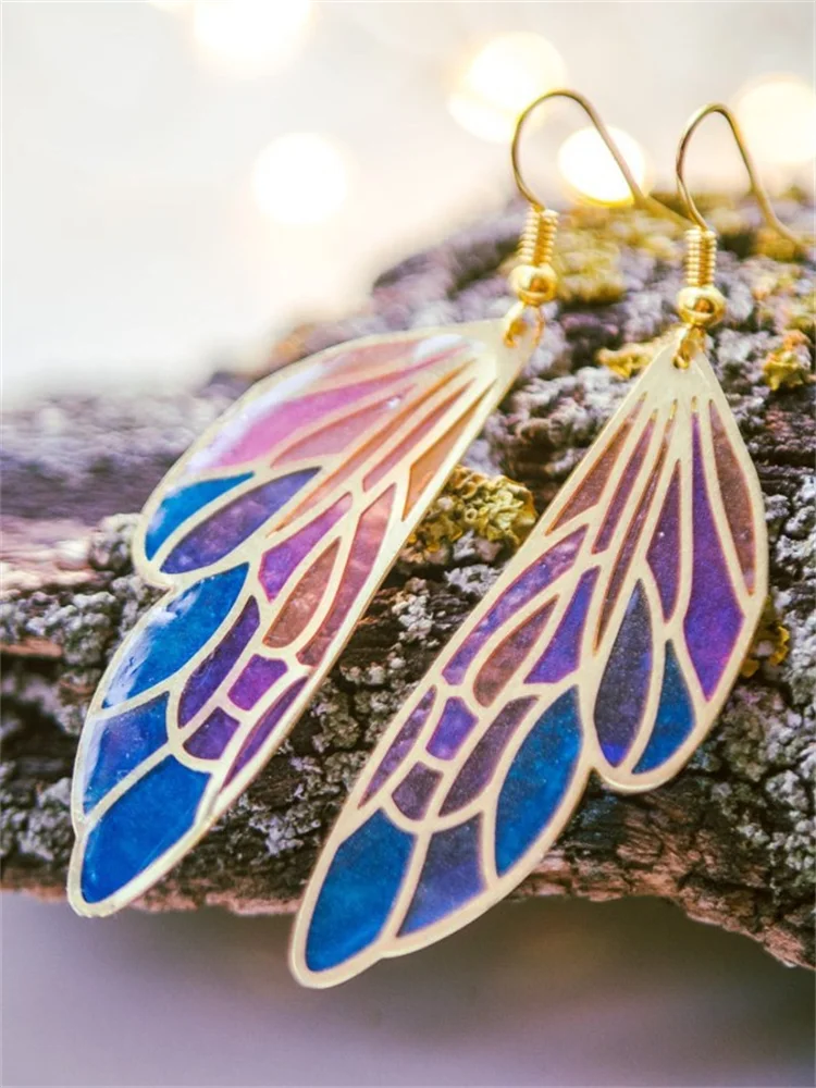 Comstylish Dreamy Gradient Translucent Wings Earrings