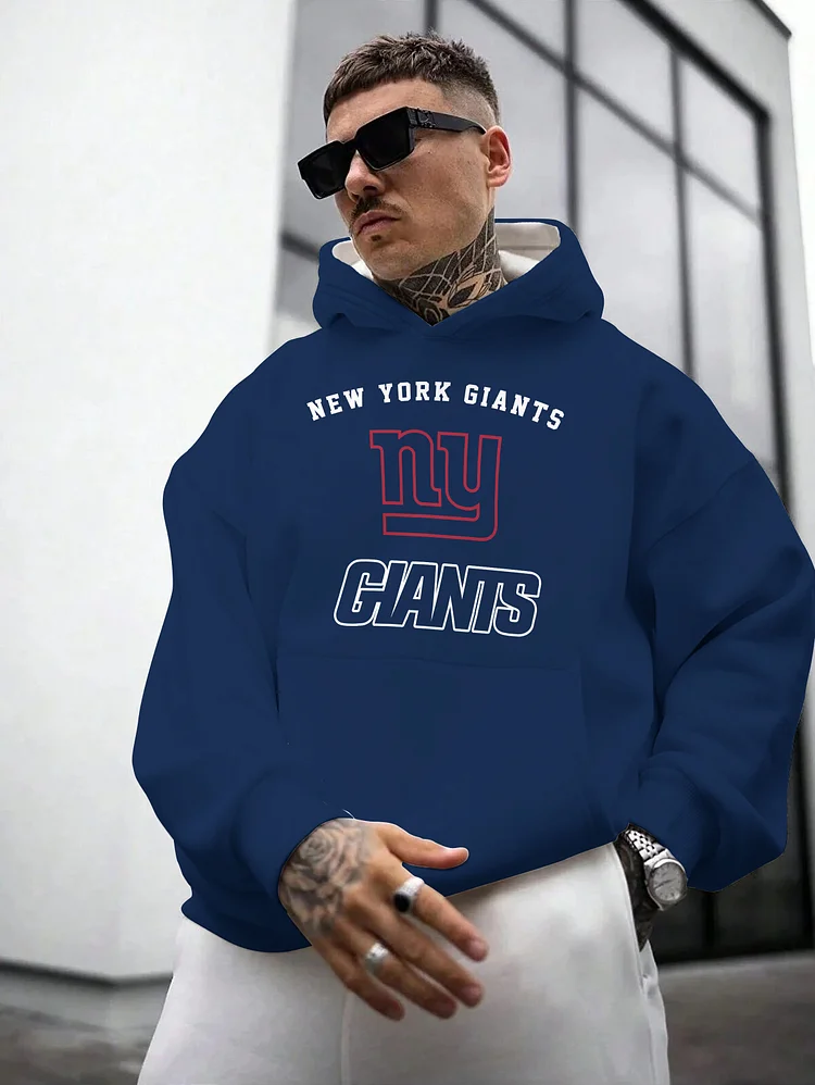 New York Giants Printed Hooded Pocket Pullover Hoodie