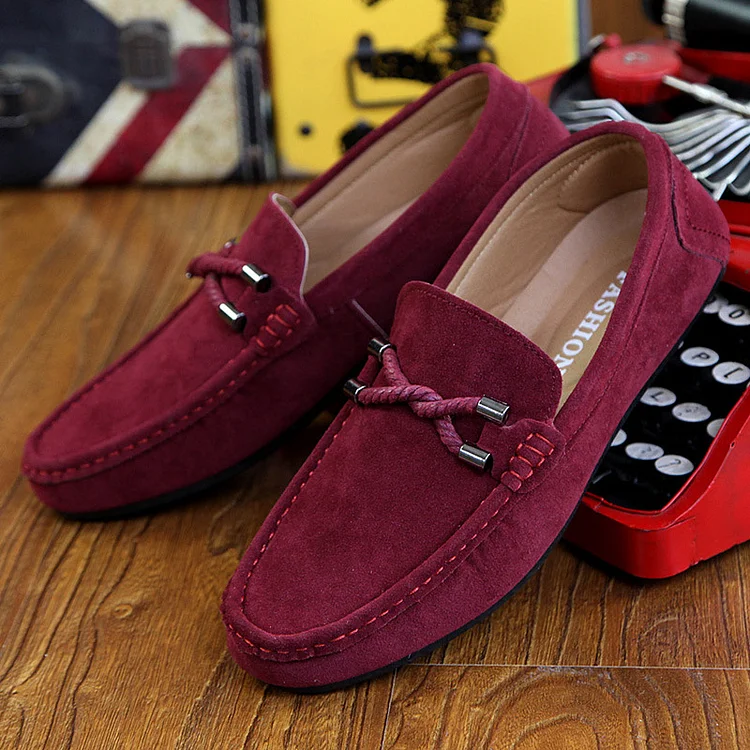 Men's Casual Suede Knot Decor Round Toe Flat Loafers