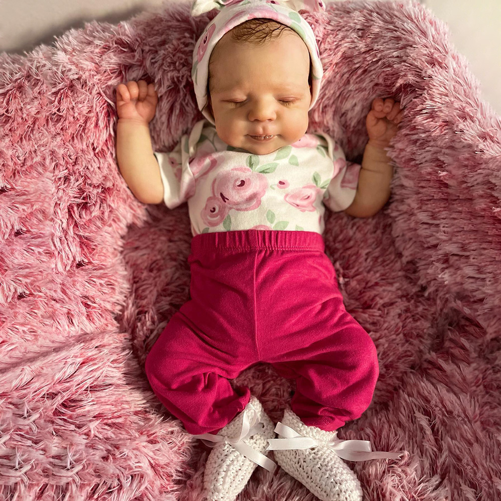 17" Newborn Lifelike Silicone Reborn Sleeping Baby Doll Girl with Eyes