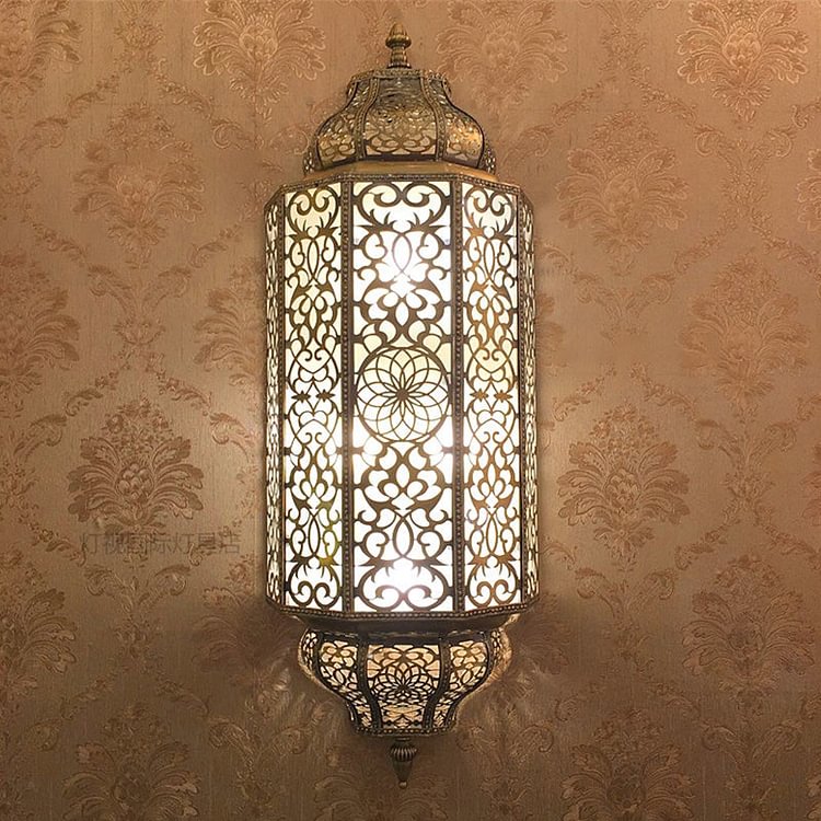 White Glass Half Cylinder Sconce Antiqued 4-Head Restaurant Wall Flush Mount Light