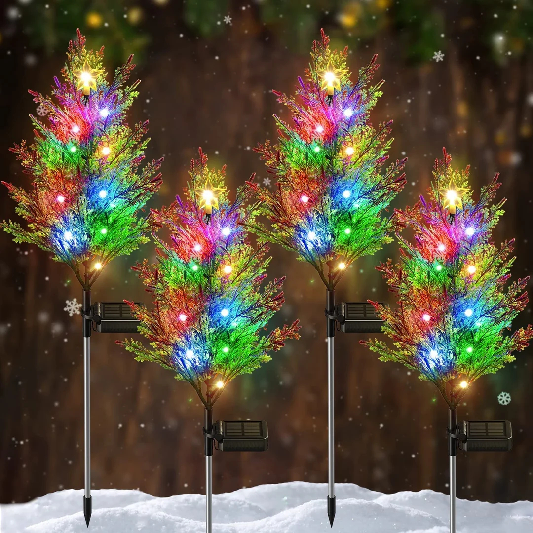 【🏆Fully Upgraded🏆】🎄Solar Christmas Colored Pine Tree Lights🌟