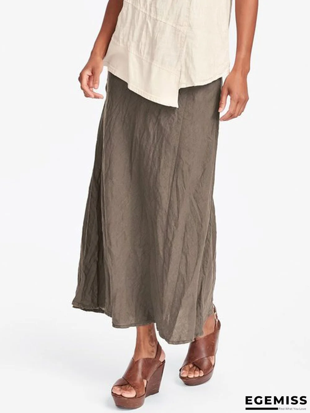 Women Casual Solid Color Cotton Shift Skirt | EGEMISS