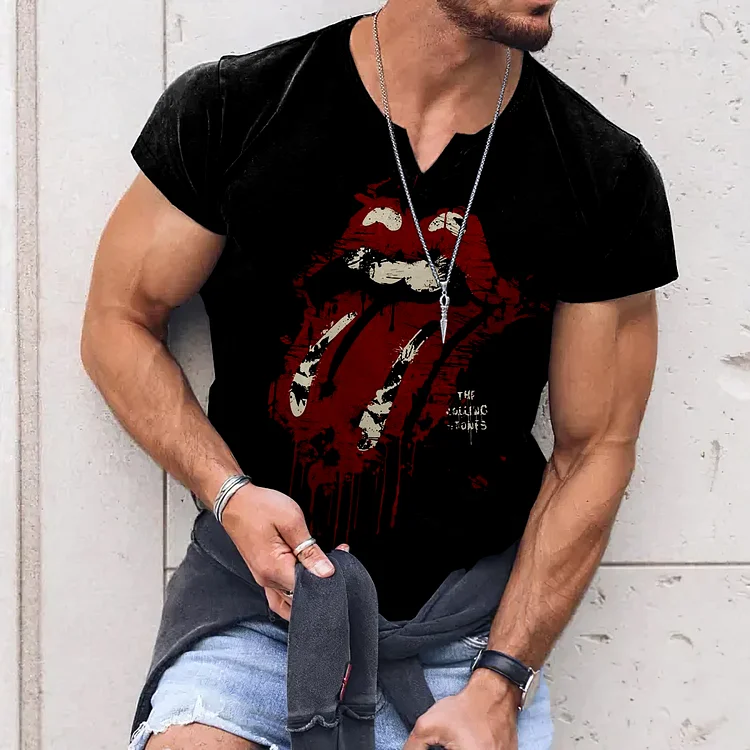 Comstylish Vintage Rolling Stones Hackney Diamond Tour Fun Lips Short Sleeve T-Shirt