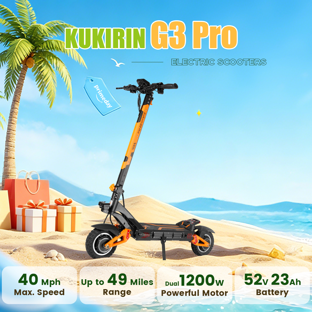 KuKirin G3 Pro Electric Scooter | Dual 1200W Powerful Motor | 65KM