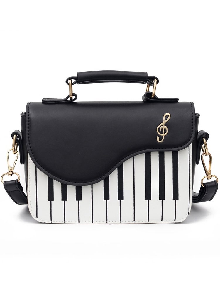 Treble Clef Embroidered Piano Inspired Crossbody Bag