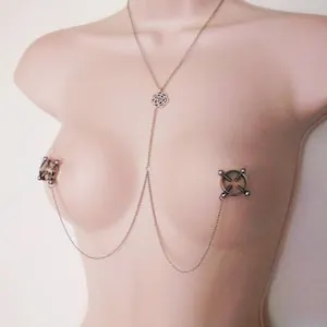 pornhint Pornhint Nipple Piercing Clamps, Sexy Noose Necklace, Adjustable screws, CBT, Nipple Ring, Intimate Chain, Bondage lingerie Adult BDSM sex toys play